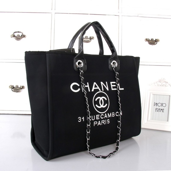 Chanel Bags Canvas Tote Bag Shoulder Bag Vip New Black Poshmark